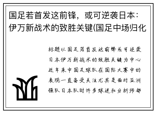 国足若首发这前锋，或可逆袭日本：伊万新战术的致胜关键(国足中场归化伊沃)